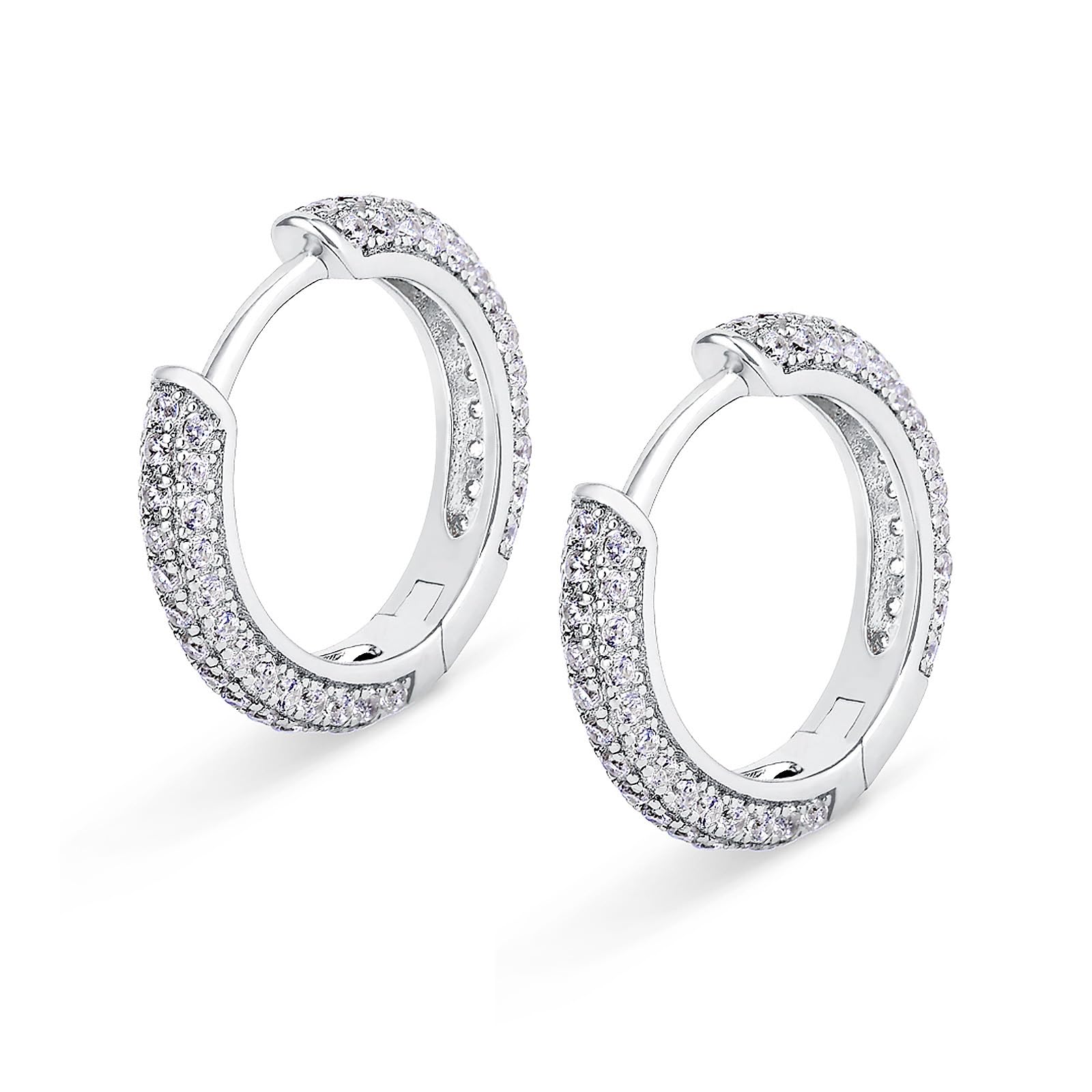 

Hoop 15mm 925 CZ For Both 14k Gold Round Zirconia Birthday Present CZ KRKC&CO Earrings, Eternity, Men s Earrings, Women s, Silver, Diamond,