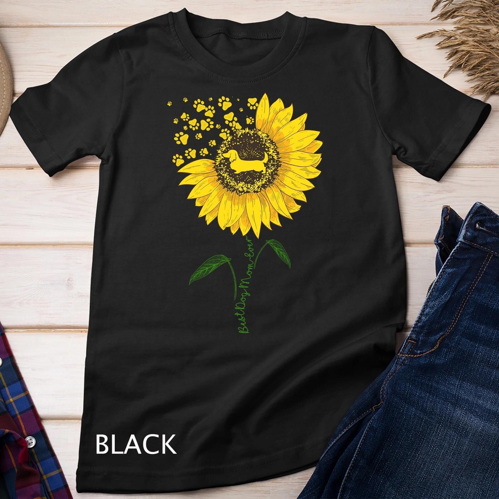 Best Dachshund Dog Mom Ever Pet Puppy Pup Lover Sunflower Unisex T-shirt 1 M