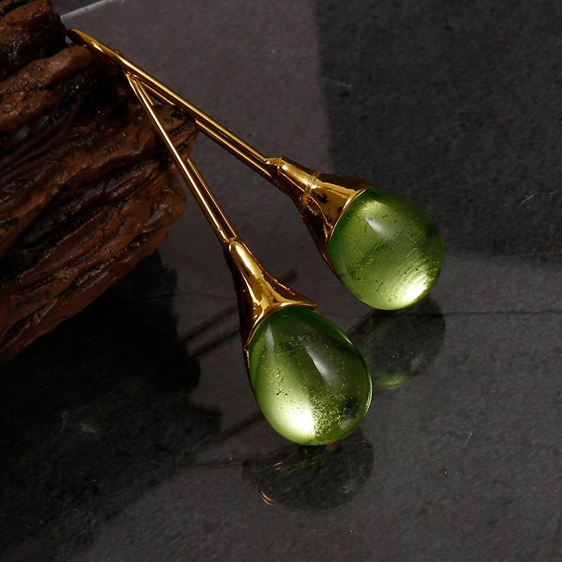 Trendy Women Earrings 8 Colors Delicate Gold Color Inlay Natural Stone Hook Dangle Earrings for Women Wedding Engagement Jewelry