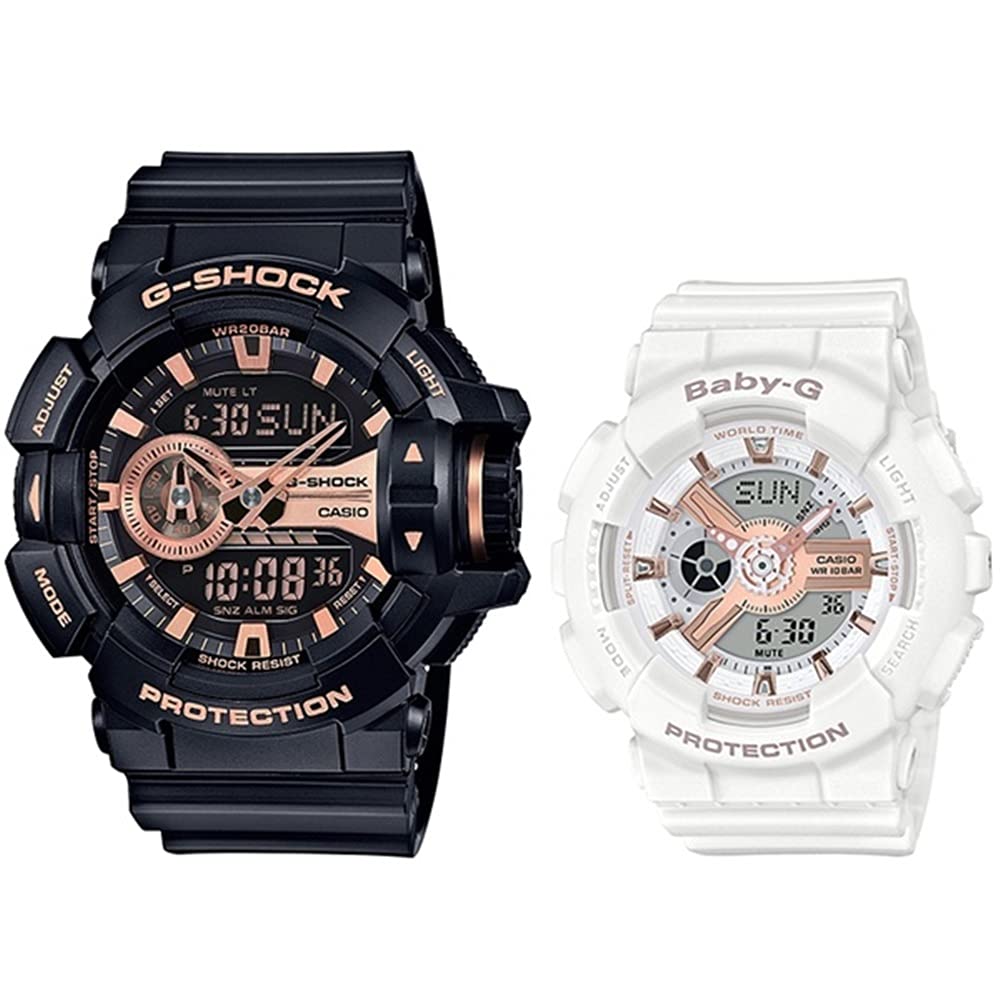 

CASIO Waterproof Pair Watch Analog Digital Black White Wristwatch [Casio] G-SHOCK Baby-G G-Shock Baby-G Men s Women s GA-400GB-1A4BA-110RG-7A [Used]