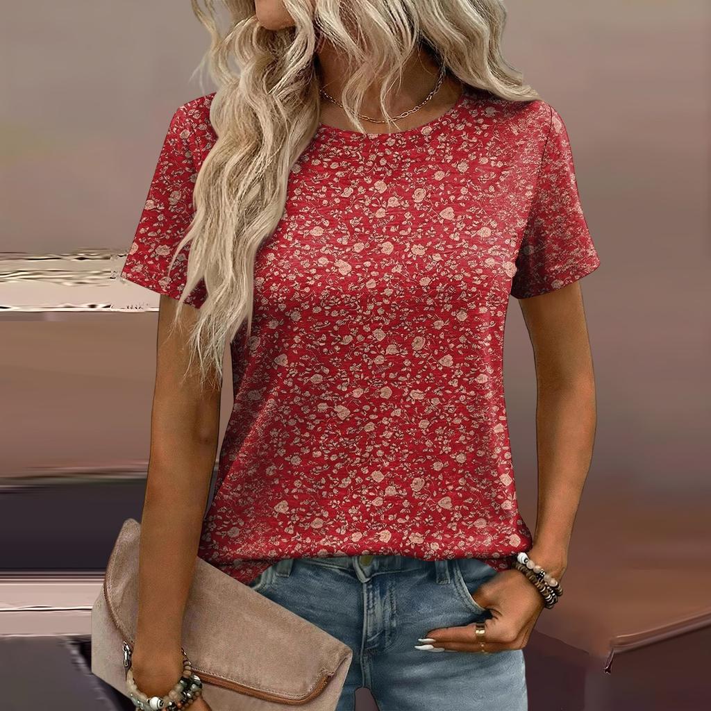 Damen Mode Lässiges Bedrucktes T-Shirt mit Lockerer Passform