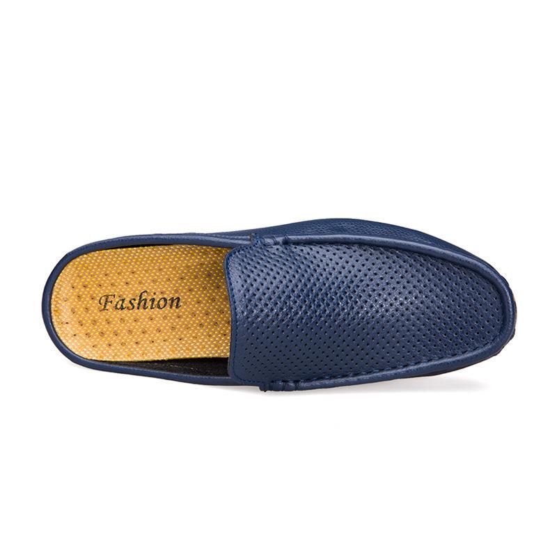 Scarpe da guida in pelle traspirante scarpe da barca traforate taglia grande superficie morbida scarpe da guida casual estate