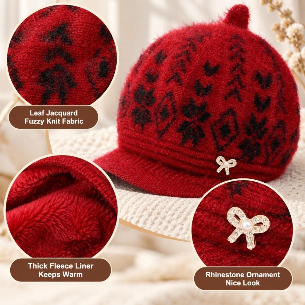 Thick Plush Liner Winter Brimmed Hat Fleece Lined Beanie Cold Wind Protection