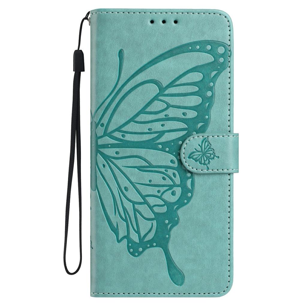 For Samsung Galaxy S25 Case Butterfly Imprinted Wallet Stand PU Leather Flip Phone Cover with Strap