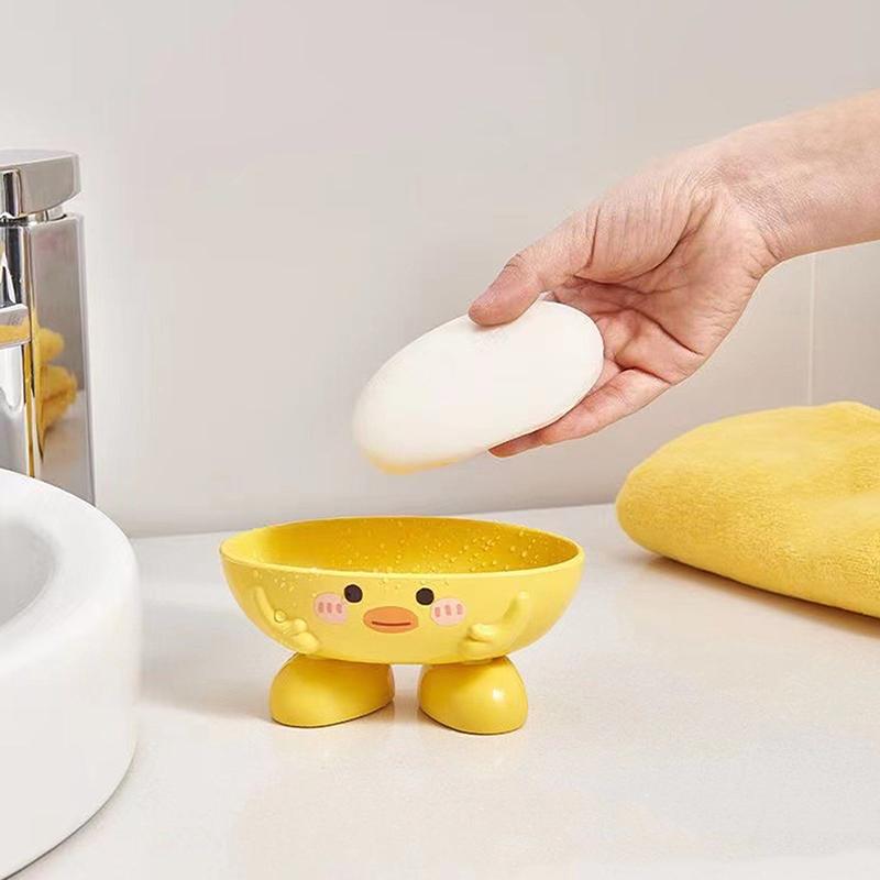 Soap Dish With Drain Duck Shape Soap Box Drain Soap Holder Bathroom Shower