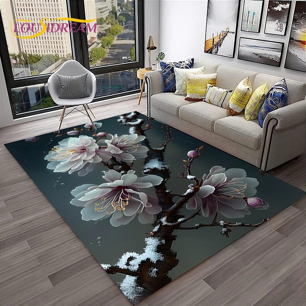 Růžové Láska Květiny Sedmikráska Severský Koberec Kobereček pro Domov Obývací Pokoj Ložnice Pohovka Dekorace Rohožka,Koberec do Dětského Hracího Koutku Protiskluzová Podložka na Podlahu