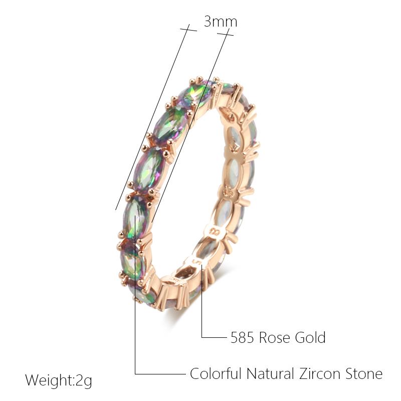 Full Oval Colorful Stone Ring For Women Fashion Natural Zircon With  Rose Gold Color Simple Daily Fine Jewelry