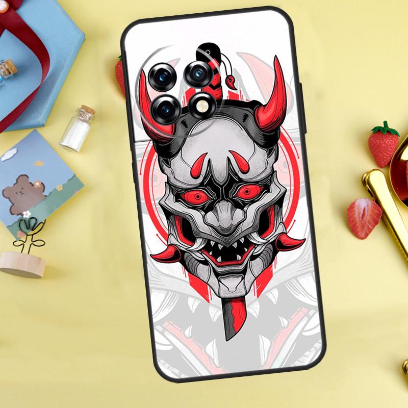 Samurai Oni Mask Case For OnePlus Nord 5 CE 2 3 4 Lite N20 N30 OnePlus 10T 12R 13R 13T 10 11 12 13 15 Cover