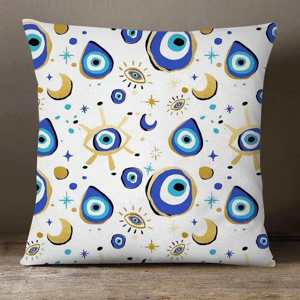 Evil Eye Hamsa Hand Cushion Covers Middle East Fortune Amulets Print Decorative Sofa Throw Pillow Case