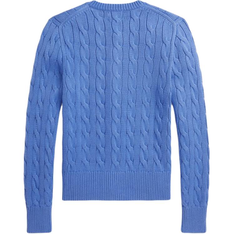 Polo Ralph Lauren Solid Color Crew Neck Slim Fit Knitted Cardigan Women knitwear Blue WMPOSWENDW20486-400