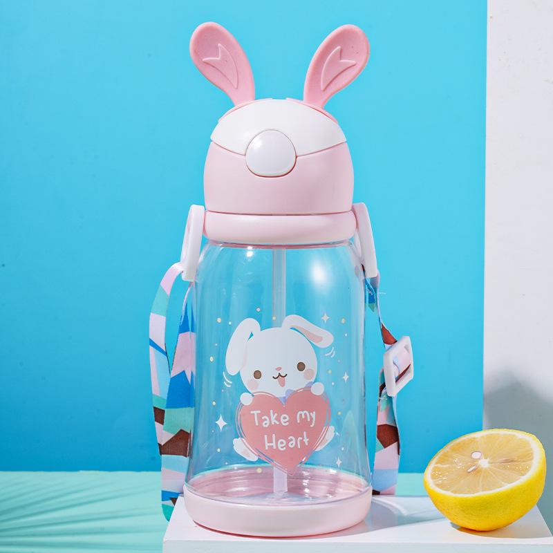 Rabbit Horn Children's Sippy Cup, Cute Flip-Top Cartoon Design