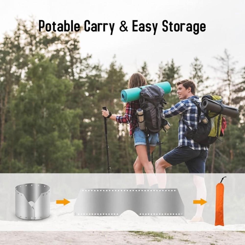 Thin Titanium Camping Stove Windscreen Windproof Plate Camping Stove Wind Screen  Backpacking