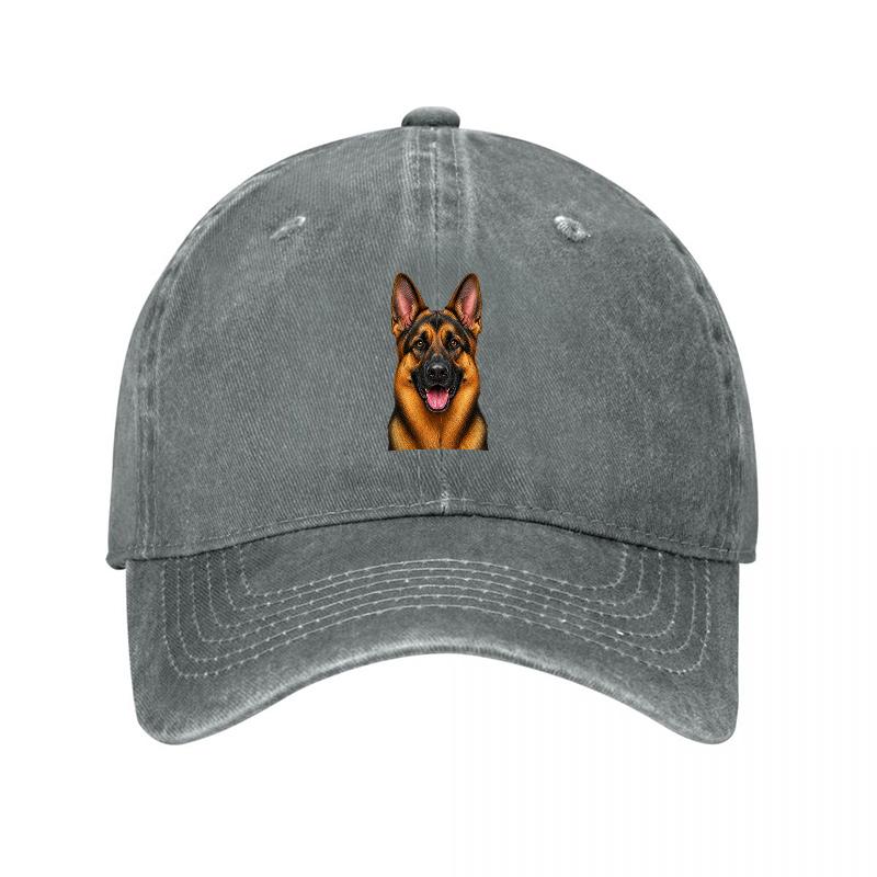 German Shepherd Dog Art Washed Canvas Baseball Cap Adjustable Vintage Dad Hat Lightweight Casual Unisex Sports Sun Hat