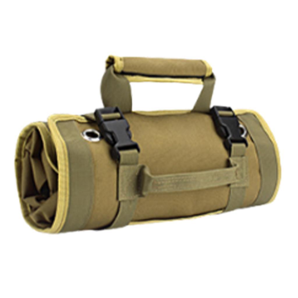 

Handbag Tool Rolls Storage Organizer with 5 Zippered Pockets for Electrician, хаки