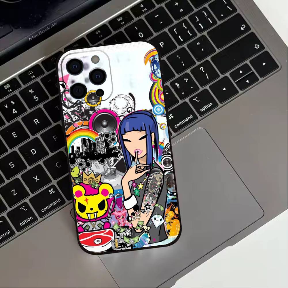 J-Japan T-okidokis Girl  Phone Case For iPhone 17,16,15,14,13,12,11 Plus,Pro Max,XS,Soft Silicone Black Cover