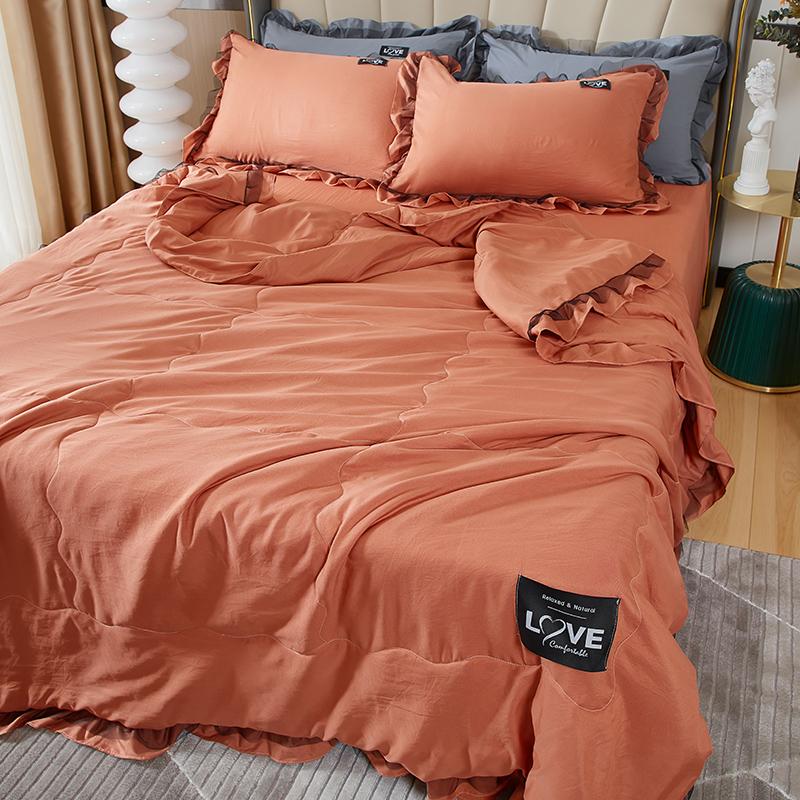 Summer Quilt With Skirt Bedspread Solid Throw Blanket For Bed Mircrofiber Fabric For Queen Bed Reversible