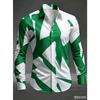 Men's Artistic Geometric Abstract Print Long Sleeve Dress Shirt Smooth Breathable Fabric Slim Fit Formal Business Casual Social