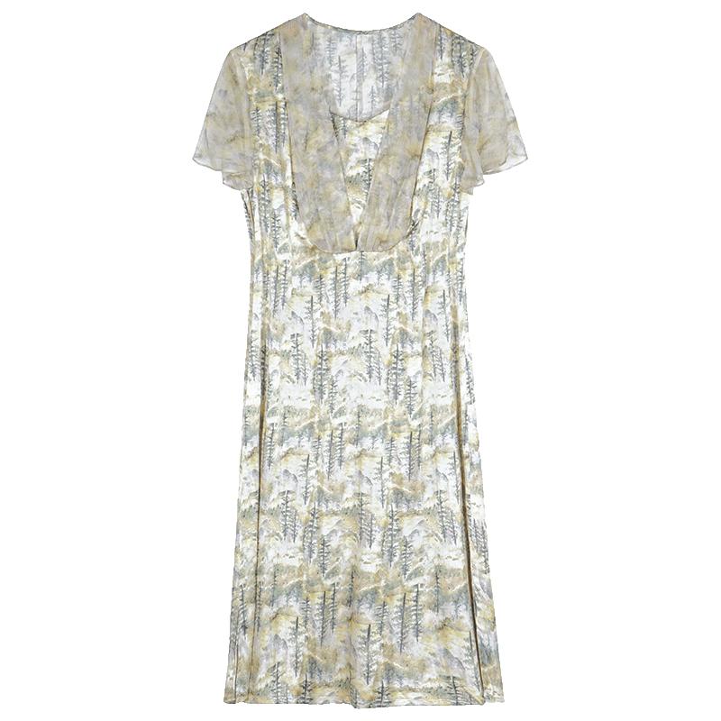 XUEXI Plus Size Mulberry Silk Summer Dress 2XL