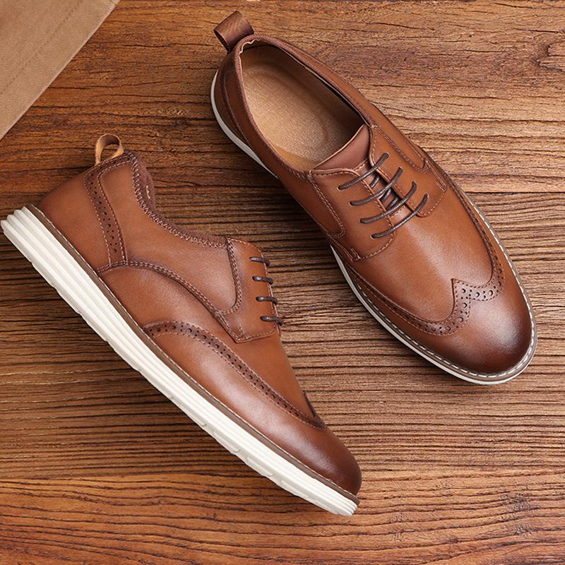 7218 Men's Shoes Summer Breathable 2025 New Men's Casual Shoes One-pedal Business Dress Brock Leather Shoes Men