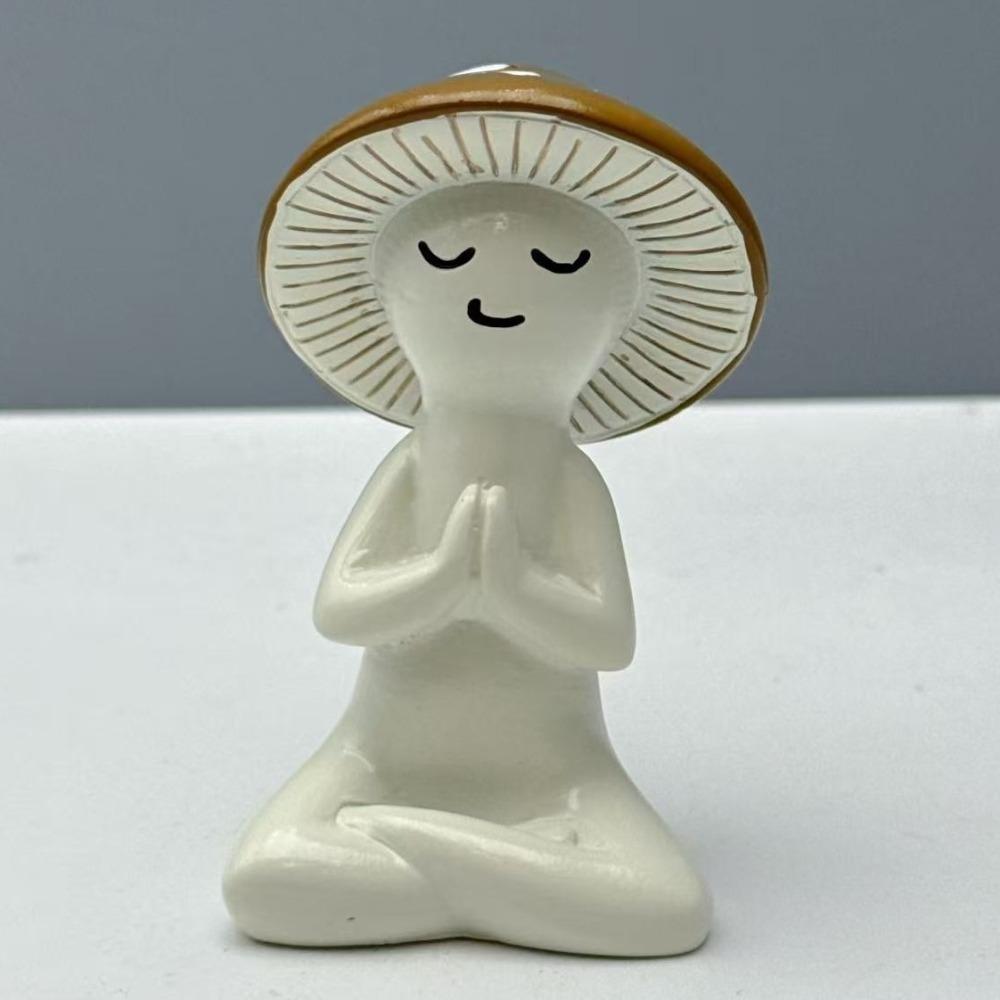 Cute Yoga Mushroom Statue Mini Mushroom Sculpture Mushroom Figurine  Living Room Decor Style B