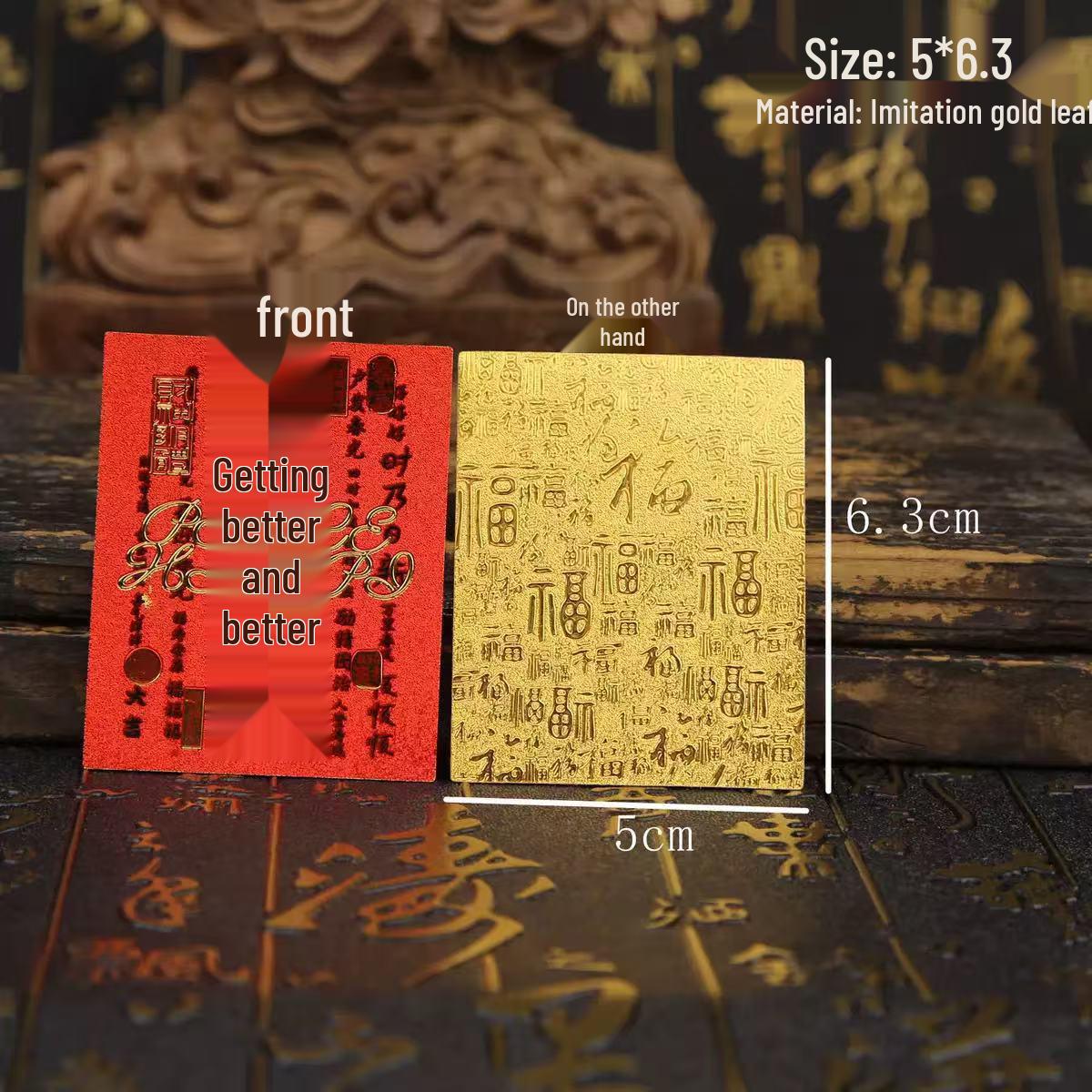 

2026 Peace & Prosperity Gold Card Sticker: Easy-to-Apply New Year Mobile Peace Sticker 5x6.3cm Loose