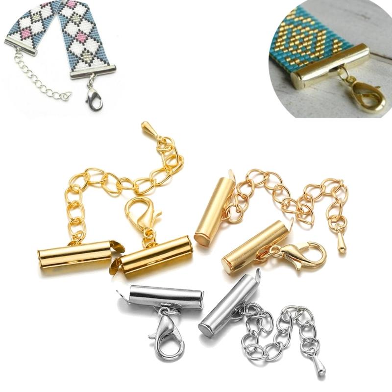 Set of 10 Versatile Connectors Crimp End Caps Extending Chains Jewelry Findings DIY Bracelet Jewelry Making Accessories