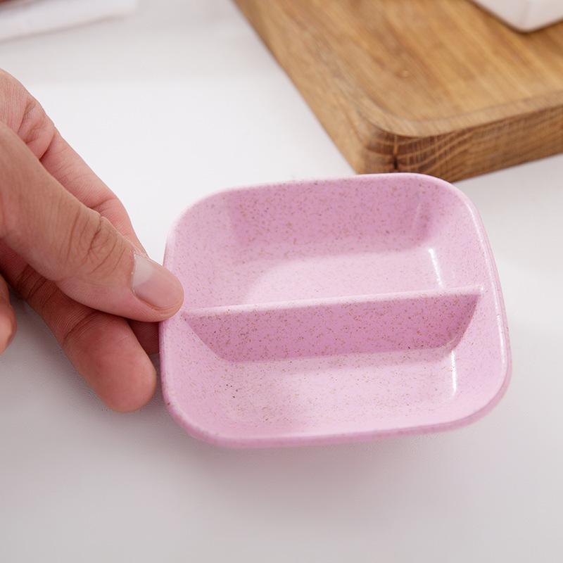 1Pcs Wheat Straw Seasoning Dish Multi-purpose Drain Dish Calvings Sauce Vinegar Tableware Divider Convenience Products