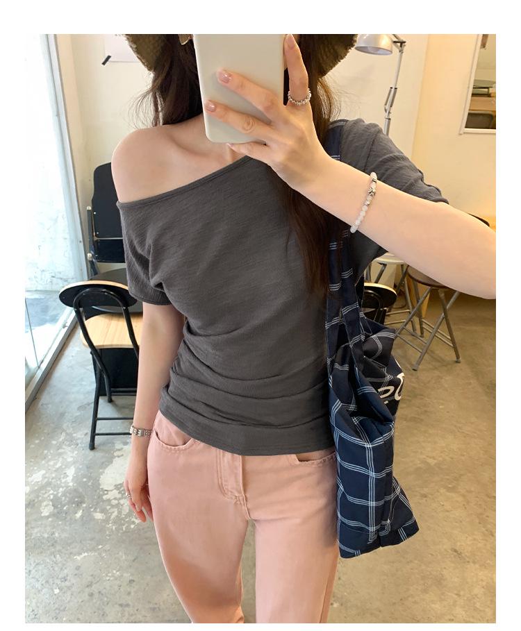 Real Shot Women's Asymmetrical One-Shoulder Top - Summer 2026 Irregular Off-Shoulder Design