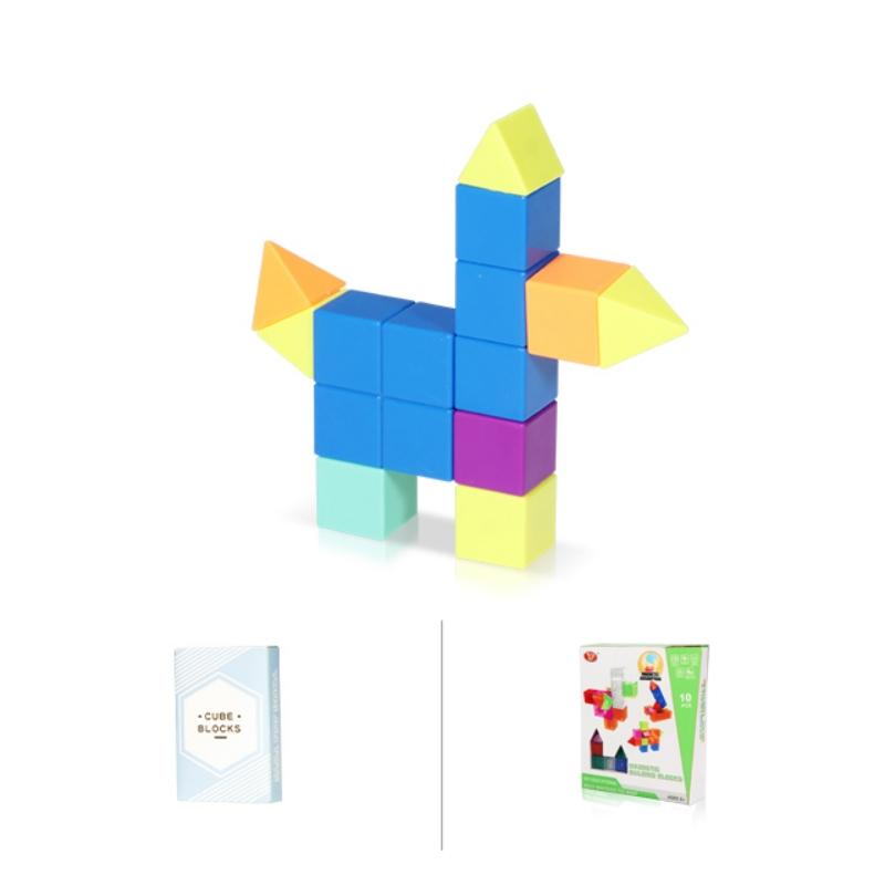 DIY Educational Toys Plastic Magnetic Building Blocks For Children Transparent & Macaron Colors 10PCS