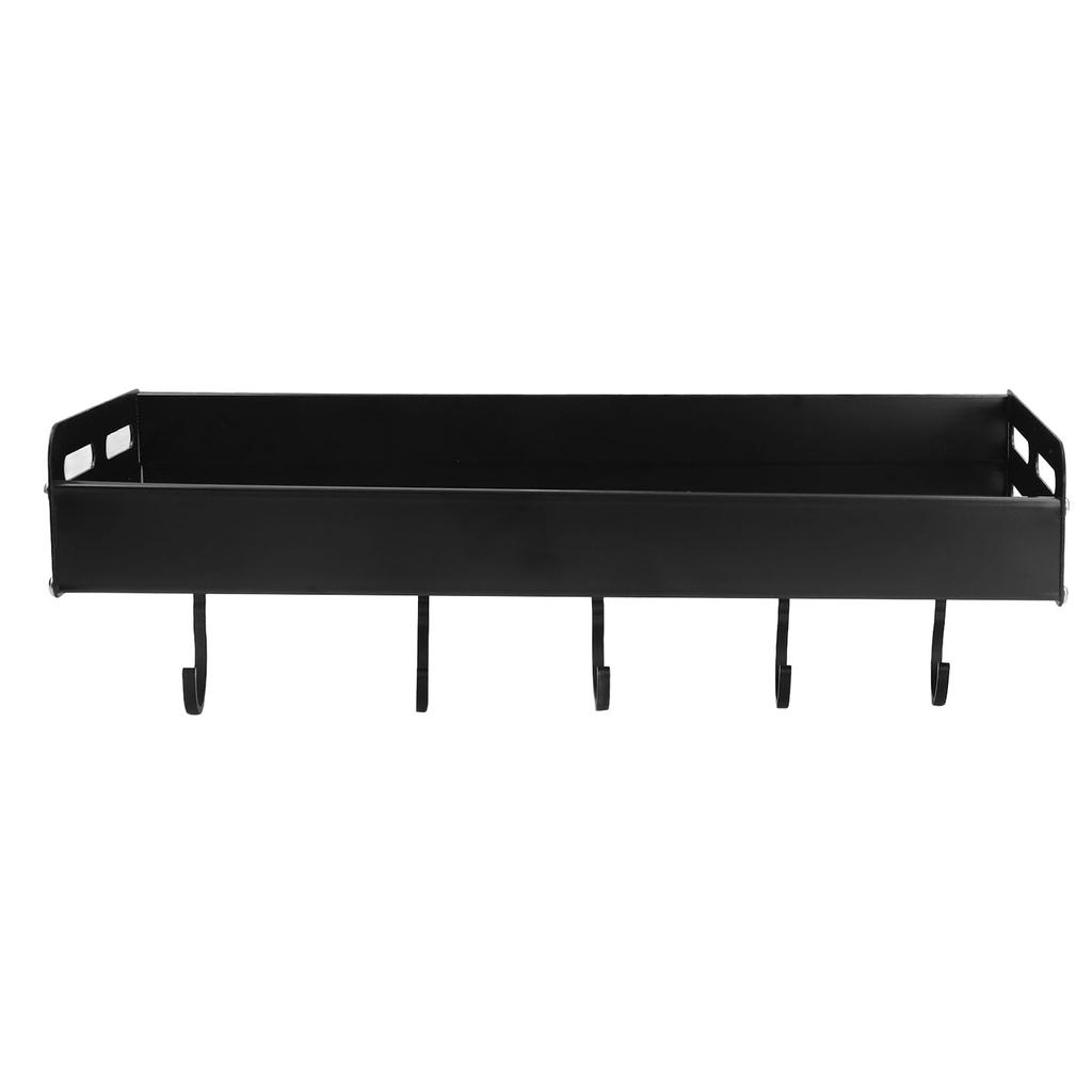 Wall Mounted Kitchen Shelf Space Aluminum Rustproof Structure Floating Wall Shelves with 5 Hooks