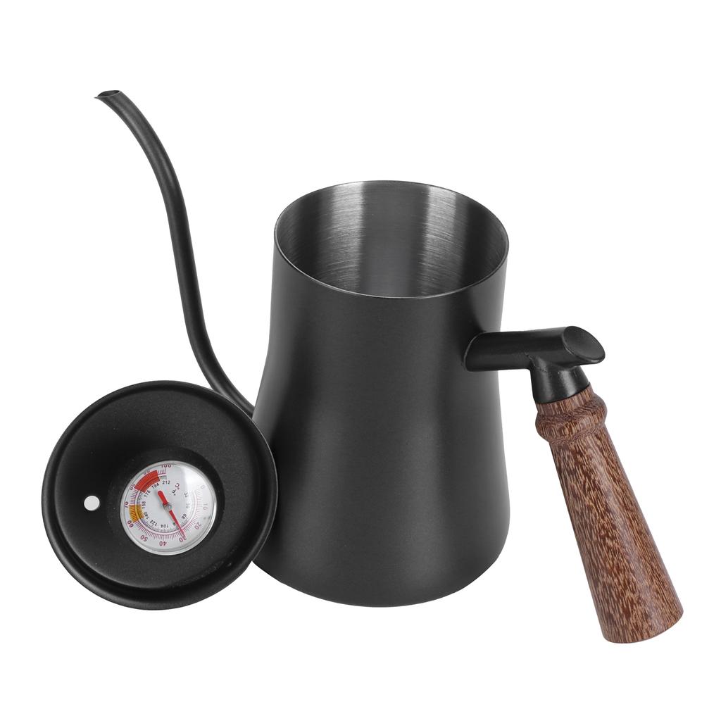 650ml Hanging Ear Hand Coffee Pot Stainless Steel Drip Type Coffeeware Tool with Thermometer
