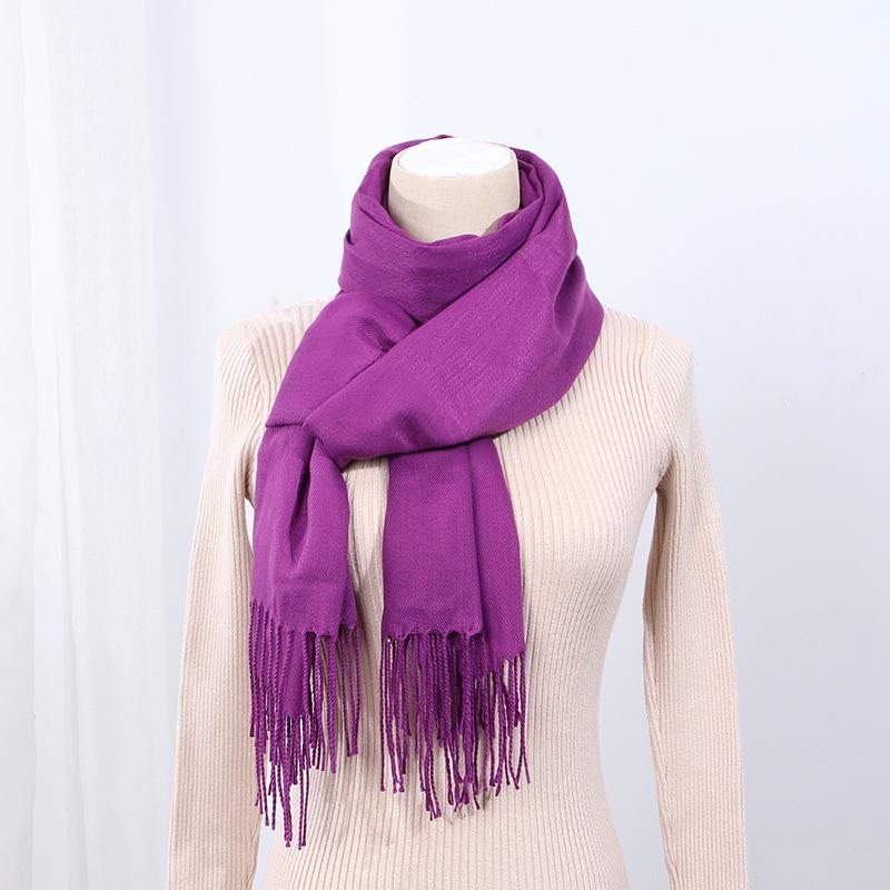 Big Red Scarf Korean Style Women's Winter Imitation Cashmere Thickened All Match Warm Shawl Solid Color Dual Use