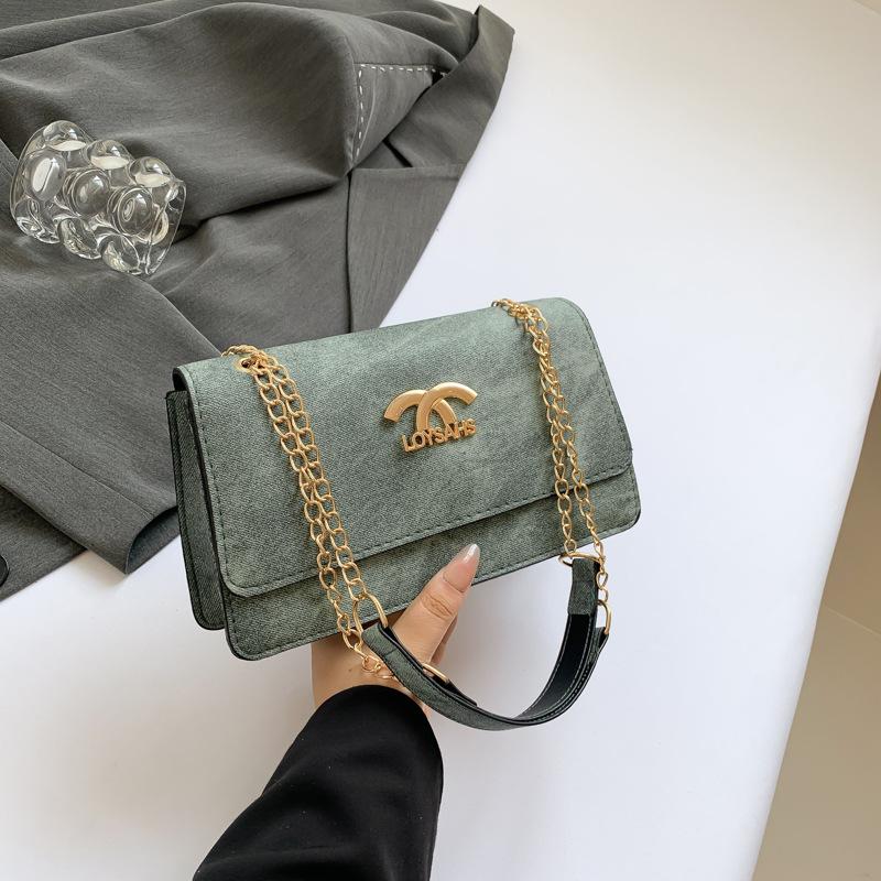 

2024 summer new simple and fashionable shoulder bag fresh and sweet small square bag small fragrant commuter messenger bag bag female зелений