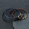 Gold Stainless Steel Button Braided Leather Bracelet For Men Women Couple Jewelry Gifts