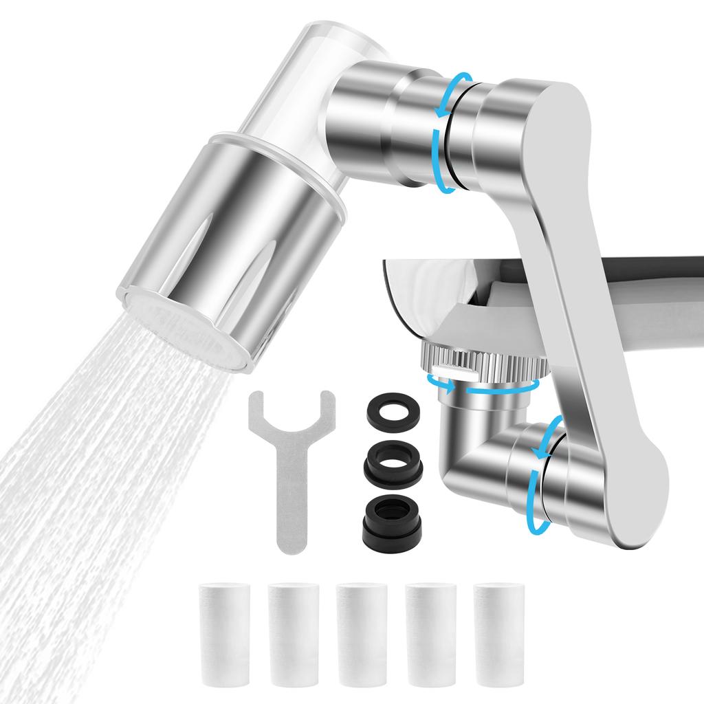 1080° Rotating Faucet Extender Universal Faucet Aerator Extension with 2 Mode Splash and Filter Core for Home Kitchen Bathroom