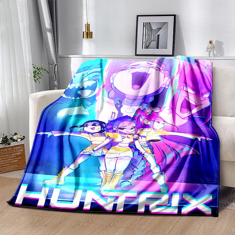 KPOP Hunter Flannel Blanket Soft Warm All-Season Throw, Design for Camping, Car Travel, Hiking Sofa, Bed, Office Perfect Gift for Parties