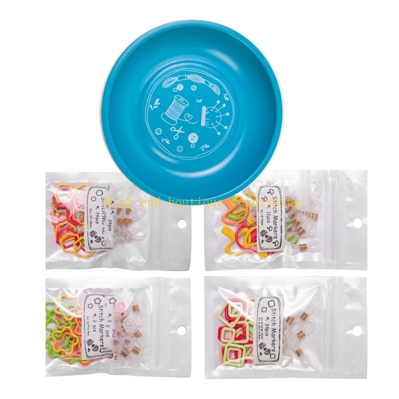 Металлическая чаша для хранения маркеров петель для вязания, кольца-маркеры с фиксацией