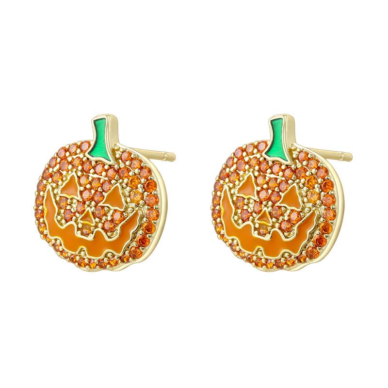 Pumpkin Grimace Ghost Stud Earrings Fun Funny Halloween Spider Web Earrings Ve1701-1705