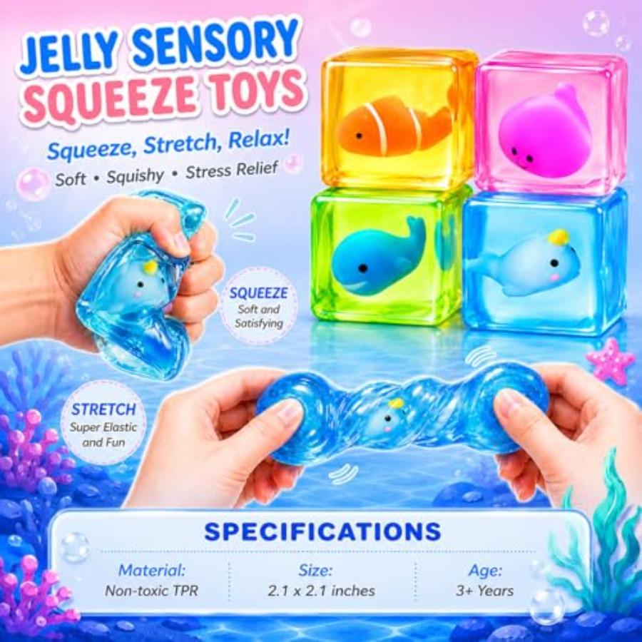 Stress Cube Fidget Toys 4 Pack Sensory Squishy Stress Relief Toys For Adults And,Soft Squeeze Anxiety Relief Fidget Toys For Ad