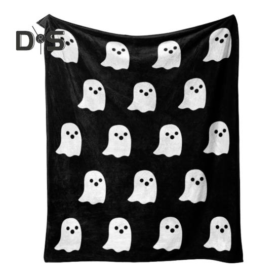 

Одеяло с кондиционером, жаккардовое одеяло в стиле Хэллоуина с рисунком призрака, портативное, идеально расслабляющее, двухстороннее, для использования в любое время года, диван в общежитии M чёрный