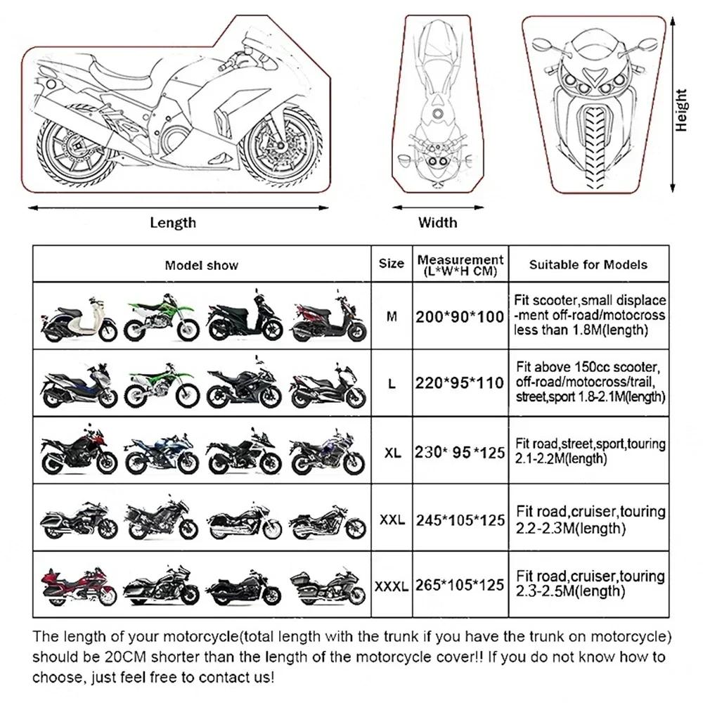 Motorradabdeckung Wasserdicht Ganzjährig Staubdicht UV-Schutz Outdoor Indoor Scooter 190T Verschleißfeste Stoff Motorradabdeckung