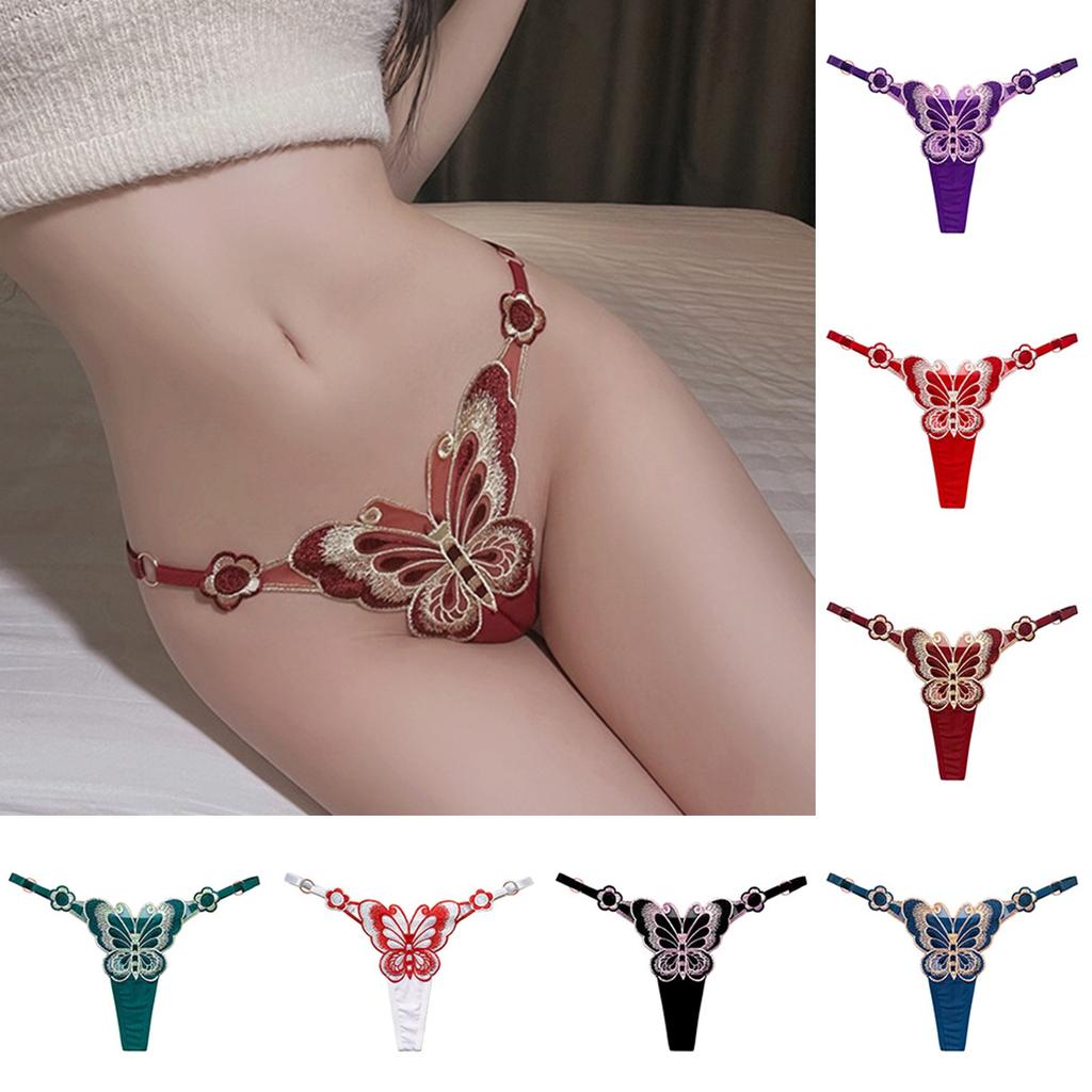 Briefs Panties Lady Stretch Breathable Butterfly Embroidered