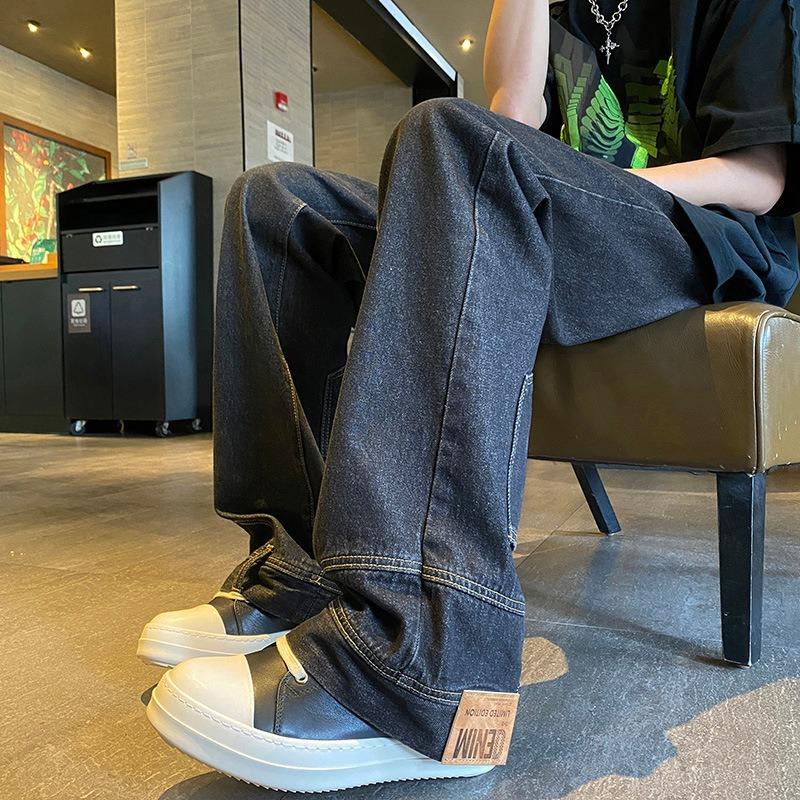 Men's Summer Thin Retro Blue Reversible Denim Pants American High Street Straight Leg Jeans