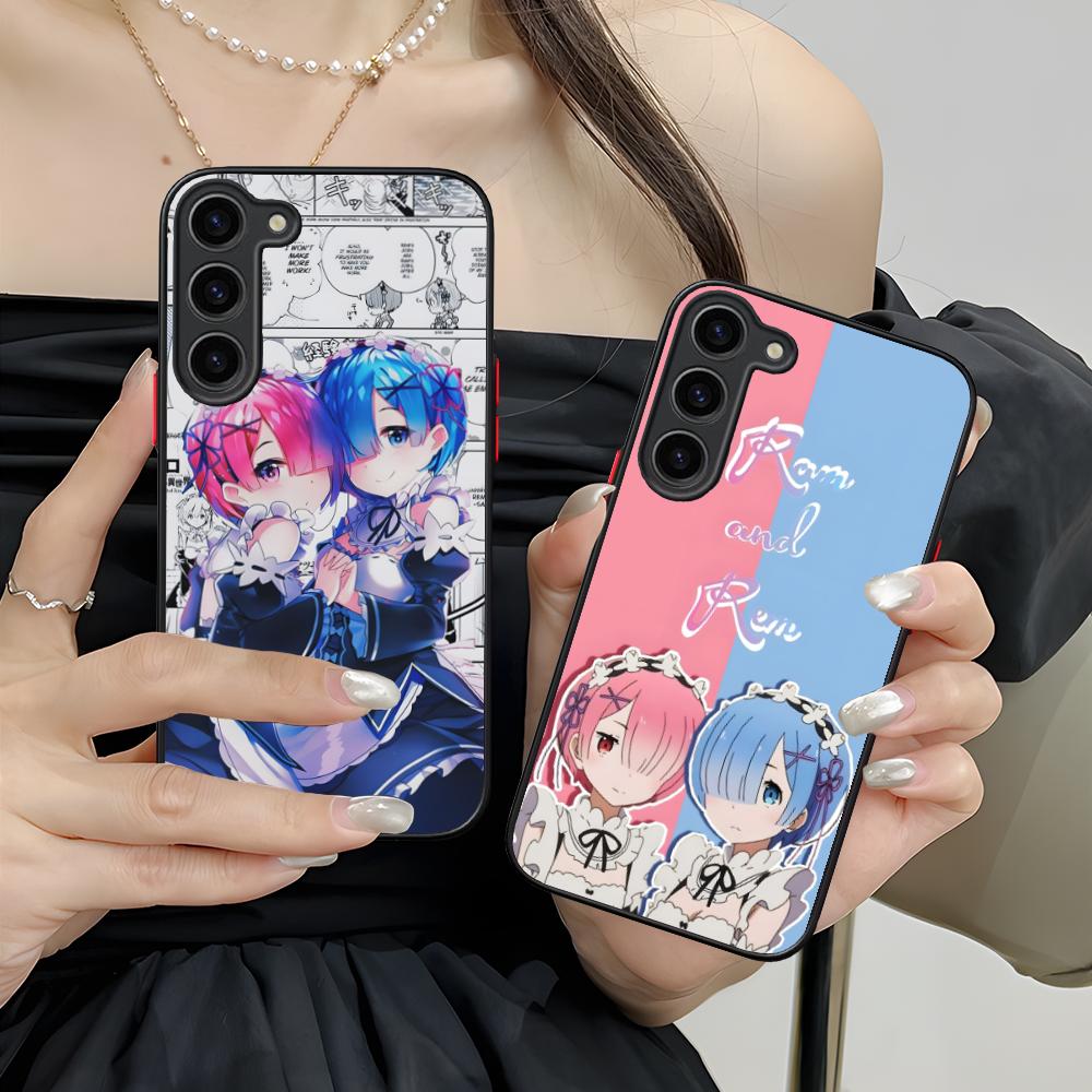 ReZero Rem Ram Silicone Mobile Phone Case for Samsung Galaxy S26 S25 S24 S23 S22 S21 Plus FE Ultra Colorful Cover