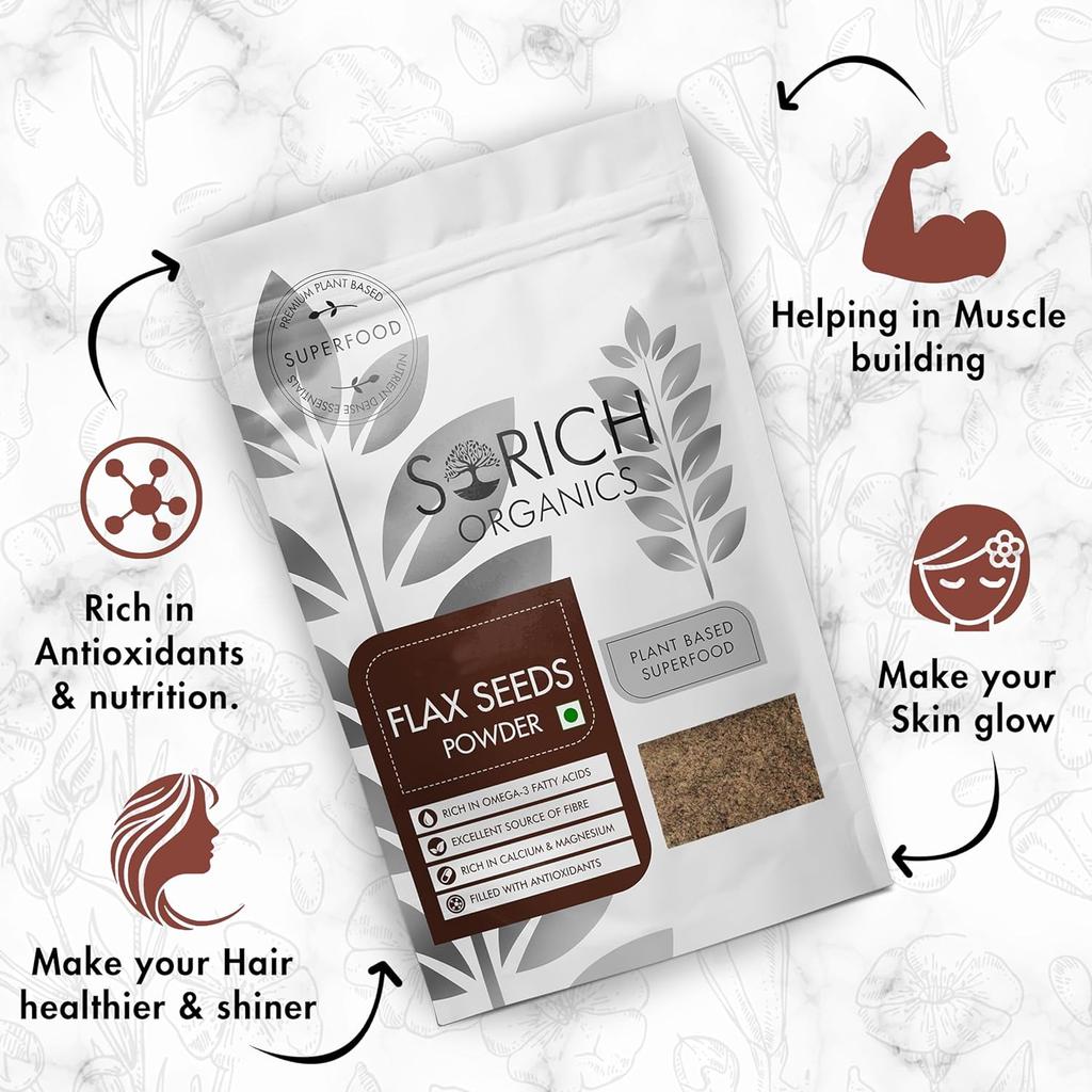Порошок семян Льна (400 г), Flax Seeds Powder, Sorich Organics