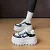 Fashion 8CM Women Platform Sneakers Leather Shoes New Autumn Chunky Vulcanized Skateboard Shoes Women Breathable Comfort Sneakers
