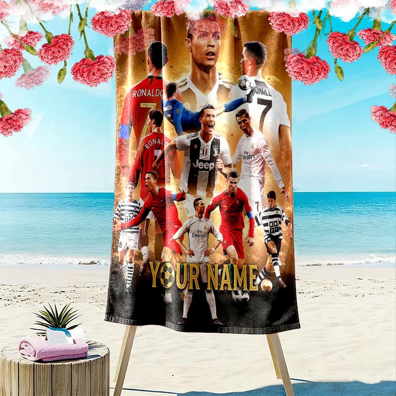 Cr7 Custom Name Print Beach Towel Large Soft Quick Dry Towel For Beach Camping Swimming