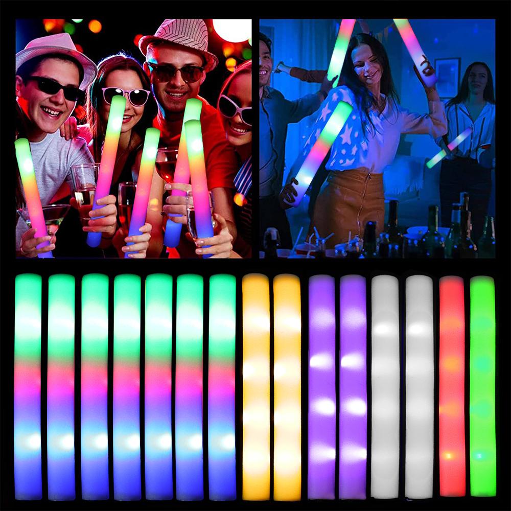 30/1Pcs Glow Sticks Bulk-LED Foam Glow In The Dark Luminous Flashing Cheer Sticks Birthday Bar Wedding Concert Party Supplies