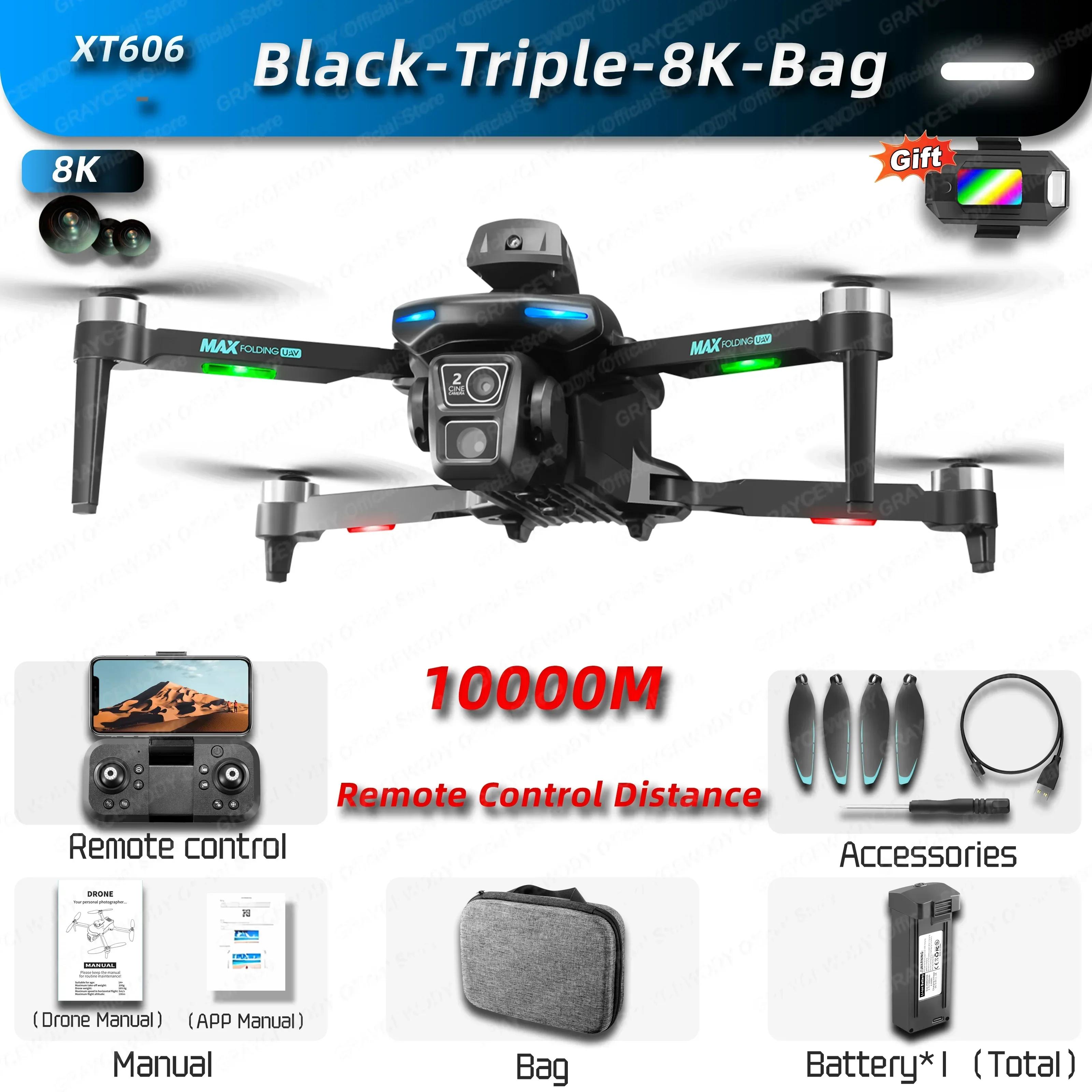 XT606 Drones 8k Profesionāla 4K HD