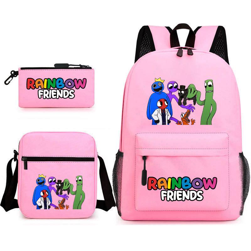 Rainbow Friends Surrounding Backpack Elementary School Student Starry Sky School Bag Three-piece Set